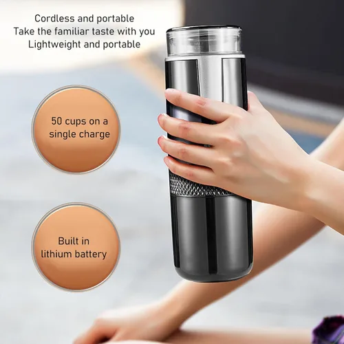 Vista 2 de Cafetera portátil Cocoarm para viajes, máquina de café espresso de camping Battery Powered Rechargeable, Compatible with Ground Coffee & K-CUP
