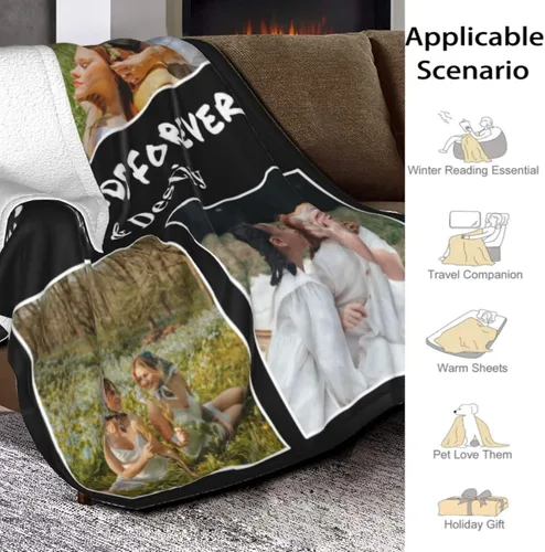 Vista 4 de Purefly Regalos para mejores amigos, mantas personalizadas con fotos, manta con imagen personalizada para mujeres, niñas y adultos, manta para mejor