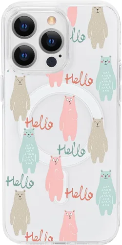 Vista 12 de Funda magnética de flores para iPhone 15 [compatible con MagSafe] Bonito patrón floral transparente a prueba de golpes
