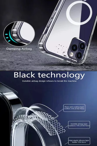 Vista 5 de Ambar Funda compatible con MagSafe para iPhone 11 Pro Max (6.5 pulgadas), a prueba de golpes, parte trasera acrílica, funda magnética transparente
