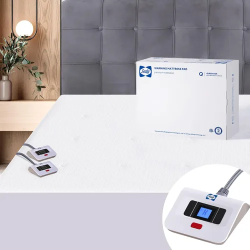 Vista 12 de Sealy Protector de colchón térmico tamaño matrimonial de 54 x 75 pulgadas Funda de colchón eléctrica acolchada impermeable de lujo con controlador