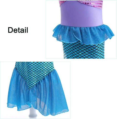Vista 3 de Fishkidtail Little Girls Princess Mermaid Costume for Girls Dress Up with Accessory for Christmas Birthday Party Supplies