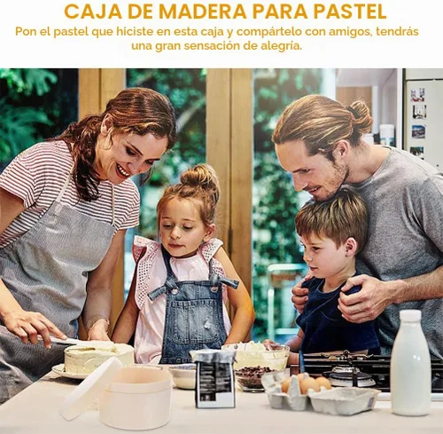 Vista 9 de Ciieeo Juego de 2 cajas redondas para tartas de 6.33 pulgadas, cajas de almacenamiento de postres de madera sin terminar con tapa para mini tarta
