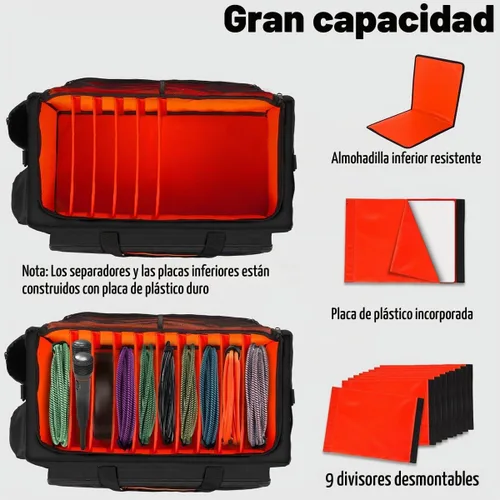 Vista 3 de Bolsa de DJ grande incorporada resistente tablero de soporte, bolsa de cable de DJ con 9 divisores desmontables y correa acolchada para el hombro