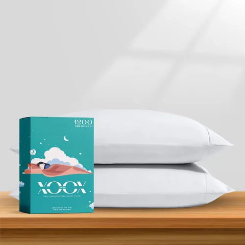 Vista 26 de XOOX Linen Juego de sábanas 100% algodón egipcio, sábanas de lujo de 1200 hilos de algodón egipcio tamaño Queen (4 piezas, gris claro), suave como