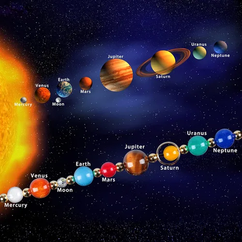 Vista 6 de Correa de pulsera compatible con Apple Watch Series SE 8, 7, 6, 5, 4, 3, 2, 1, bandas de cuentas de estrellas y estrellas de The Eight Planets