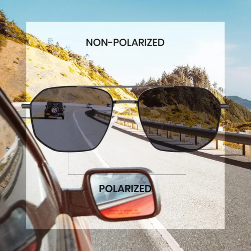 Vista 3 de Cyxus Lentes de sol polarizados para hombre, lentes de sol de aviador para hombres y mujeres, protegen los rayos UV para conducir, golf, viajar