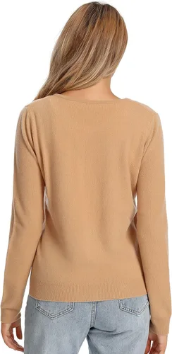 Vista 5 de LANPULUX Suéter 100% lana para mujer, cárdigan con botones y parte delantera abierta, cuello redondo