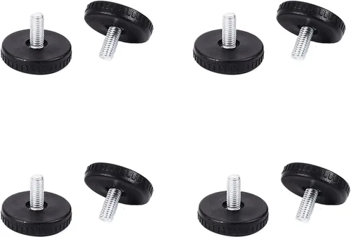 Vista 13 de MroMax 10 juegos de pies de nivelación ajustables de 0.787 x 0.787 in de plástico de metal cuadrado tubo kit de inserción M8 hilo deslizamiento