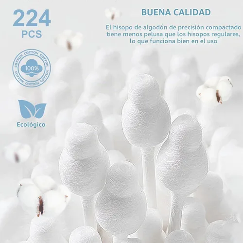 Vista 4 de Hisopos de algodón de seguridad para niños con puntas grandes para recién nacidos, bebés, niños, capullos de algodón con barra de papel