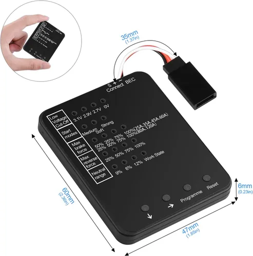 Vista 7 de Surpass Hobby ESC Tarjeta de programación RC Car Controlador electrónico de velocidad LED Tarjeta de programa solo compatible con Supass Hobby Negro