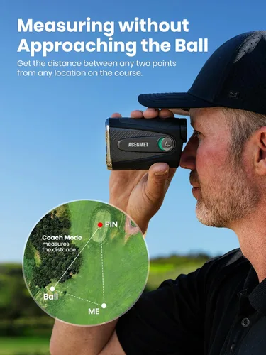 Vista 4 de ACEGMET PFS5 Golf Range Finder, Slope & Triangulation, Magnetic, 1300 Yards 7X Magnification, Flag Lock Vibration, Red & Black Display, Dual