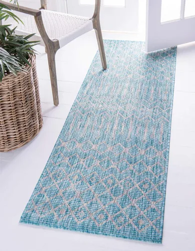 Vista 65 de Unique Loom Outdoor Trellis Collection - Alfombra de área con diseño de enrejado tribal (2 pies 2 pulgadas x 3 pies 1 pulgada, ovalada, azul/marfil)