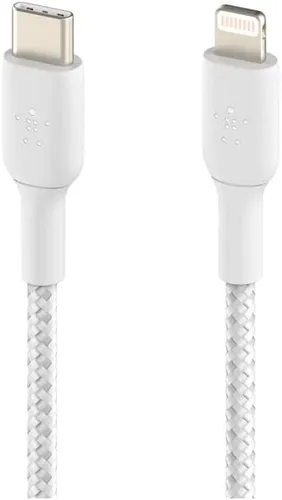 Vista 8 de Belkin BoostCharge - Cable USB C a Lightning trenzado de nailon de 3.3 pies/1M, con certificación MFi de 18 W con Entrega de Energía, cable de carga