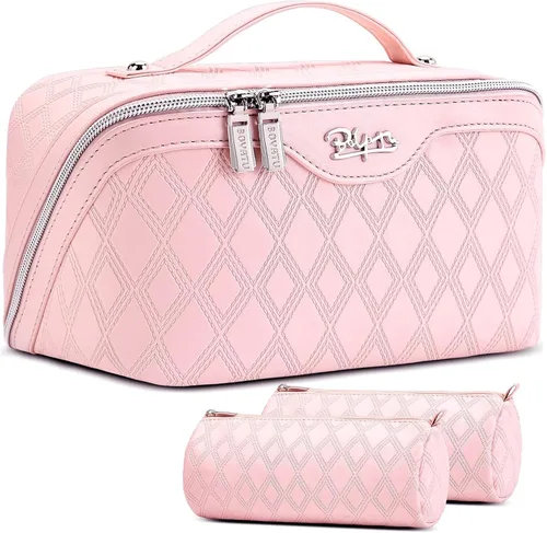Vista 12 de BOYATU Bolsa de maquillaje de viaje para mujer: 3 en 1 modular con estampado de leopardo para viajes de 3 a 15 días - Neceser impermeable de cuero