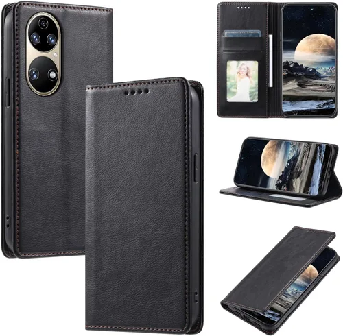 Vista 30 de Funda de cuero compatible con Google Pixel 7, compatible con Google Pixel 7 5G GVU6C GQML3 Flip Folio PU Funda de cuero negro