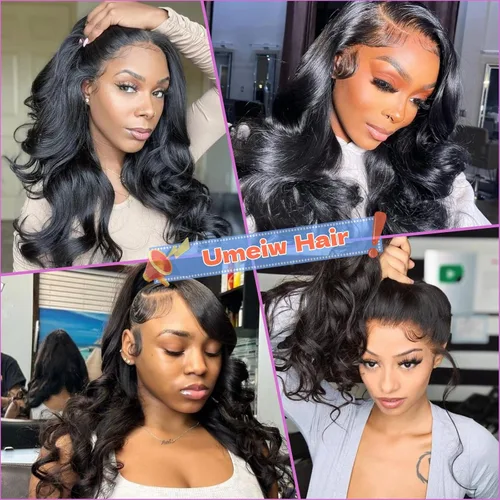 Vista 6 de Pelucas de cabello humano con encaje frontal 360, prearrancadas, pelucas de encaje frontal completo para mujeres negras, peluca de cabello humano