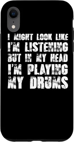 Vista 24 de iPhone 12/12 Pro Might Look Like I'm Listening Playing Drums - Estuche divertido para batería