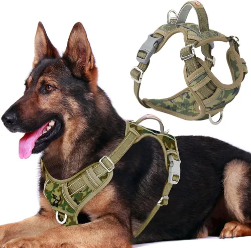 Vista 15 de BARKBAY Arnés Oxford sin tirones para perro con bolsillo para etiqueta de identificación, resistente, reflectante, fácil control para perros grandes