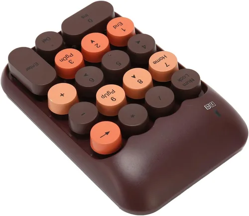 Vista 7 de POCREATION Teclado numérico inalámbrico de 18 teclas de color retro con teclas de acceso directo para calculadora de computadora, receptor USB