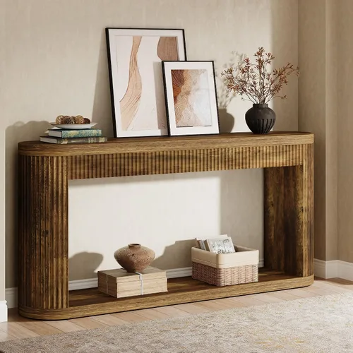 Vista 3 de Tribesigns Mesa consola de 63 pulgadas para entrada, mesa de sofá de madera estrecha detrás del sofá para entrada, pasillo, vestíbulo, puerta