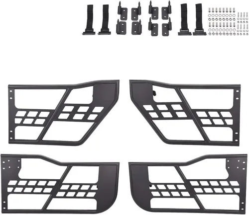 Vista 9 de Puerta de tubo, compatible con Jeep Wrangler JK Unlimited 07-18 4 puertas delanteras + traseras de acero puertas de tubo de acero negro