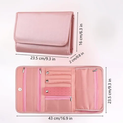 Vista 6 de Ruksifg Bolsa organizadora de joyas de viaje, portátil, de piel sintética, organizador de viaje, impermeable, ligera, bolsa de joyería de viaje