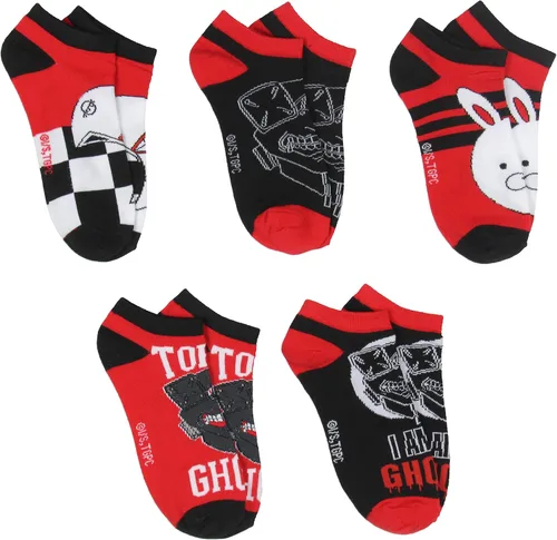Vista 2 de Bioworld Tokyo Ghoul Socks - Calcetines tobilleros para adultos, 5 pares de máscaras de anime que no se ven, Varios