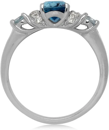 Vista 3 de Silvershake Genuine Gemstone White Gold Plated 925 Sterling Silver Modern Statement Right Hand or Dress Ring