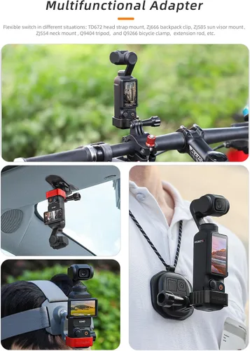 Vista 8 de Adaptador de metal compatible con DJI Pocket 3 Expansion Adapter Head Gimbal Head Camera Fixed Frame Bracket, OSMO Pocket 3 Accesorios (negro)
