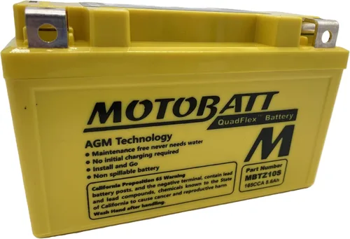 Vista 3 de MotoBatt MBTZ10S (12 V 8.6 Amp) 165CCA activada de fábrica QuadFlex AGM batería sustituye a YTX7A-BS, YTZ10S, ETZ10S, PC310