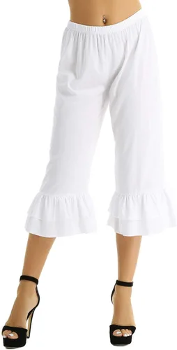 Vista 3 de Renvena Mujeres Adulto Renaissance Volantes Dobladillo Bloomers Fancy Dress Pantalones Largos Pantalones Pantalones Pantalones