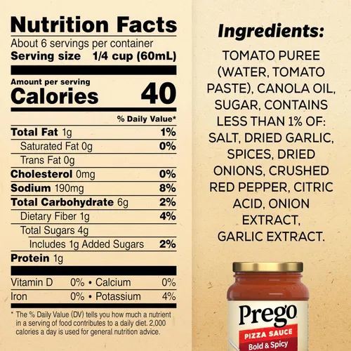 Vista 2 de Prego - Salsa de pizza picante y atrevida, frasco de 14 onzas