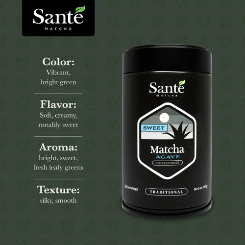 Vista 5 de Santé Matcha: Sweet Matcha – Matcha japonés de grado ceremonial + polvo de agave orgánico – de la región de la prefectura de Aichi y primera cosecha