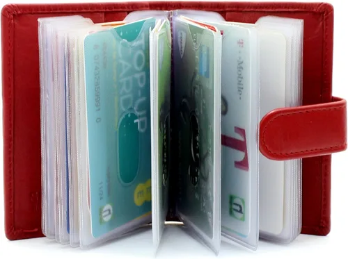 Vista 2 de STARHIDE Soft Genuine Leather Compact Credit Debit Card Holder Case with Removable Plastic Sleeves 210