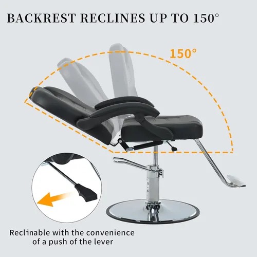 Vista 4 de Merax Silla de peluquería reclinable hidráulica para peluquería con asiento 20% más ancho y bomba hidráulica resistente, equipo de belleza mejorado
