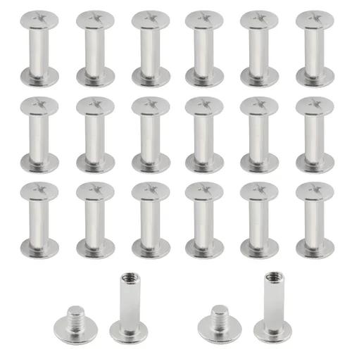 Vista 2 de Chicago Screw ZZLZX - Juego de 20 tornillos de fijación Chicago chapados en níquel de 0.197 in x 0.591 in, pernos de tornillo redondos de cabeza