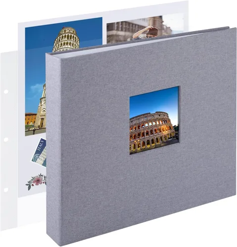 Vista 15 de 1DOT2 8x8 DIY pequeño álbum de recortes con 3 anillas, álbum de fotos con diario, con 30 fundas de plástico, 60 páginas y cubierta de tela
