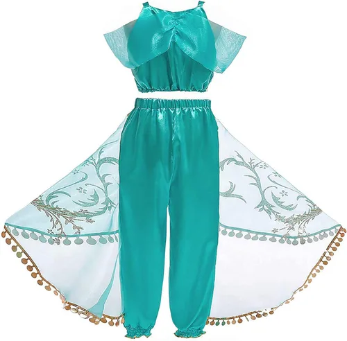 Vista 2 de Disfraz de princesa árabe para niñas, disfraz de fiesta de Halloween, cosplay, talla 4-10 años