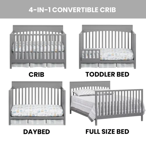 Vista 8 de Oxford Baby Harper - Cuna convertible 4 en 1, gris paloma, certificado GreenGuard Gold