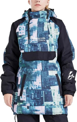 Vista 20 de Chaqueta anorak de esquí para mujer, impermeable, resistente al viento, cálido, para snowboard, abrigo de invierno con capucha