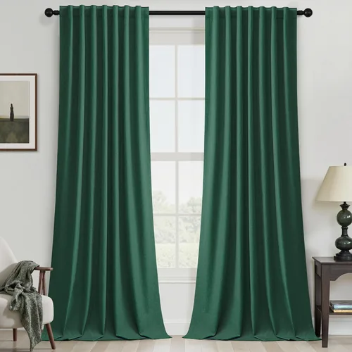 Vista 59 de UHITECH Cortinas cortas de lino de 24 pulgadas de largo para ventanas pequeñas de granja, cortinas opacas modernas para sala de estar, pestañas