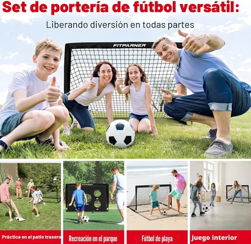 Vista 7 de Portería de fútbol, portería de fútbol para niños en el patio trasero, 2 unidades, redes de fútbol portátiles de 4 x 3/6 x 4 pies con objetivo