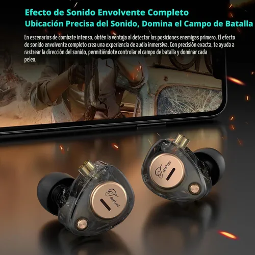 Vista 6 de KZ Taurus iems para juegos con micrófono, negro transparente claro negro