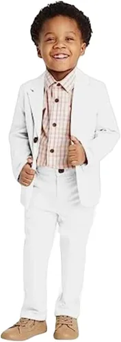 Vista 3 de Traje formal de 2 piezas para niños, ajustado, blazer y pantalones, traje de fiesta para niños, traje de boda sólido para niños, traje de cena