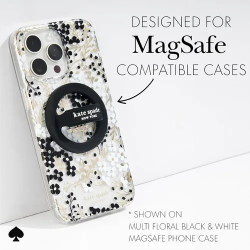 Vista 6 de Kate Spade New York Agarre magnético para móvil con asa - Desmontable y plegable - Negro Stylish Designer Phone Holder for Hand - Removable and