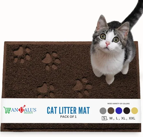 Vista 14 de Andalus Tapete Pequeño para Arena de Gatos, Paquete de 2 - Impermeable, Antideslizante y Fácil de Limpiar, Tapete para Caja de Arena de Gatos