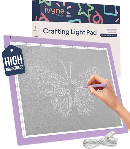 Vista 23 de iVyne Almohadilla de luz con cable para desmalezar vinilo, caja de luz A4 para dibujo, tablero de luz para trazar, caja de luz para pintura de Negro