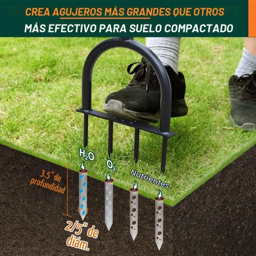 Vista 2 de Colwelt Herramienta Aireadora de Césped de 38 pulgadas, Aireador de Púas de Césped de Servicio Pesado para Aireación de Suelo Compactado