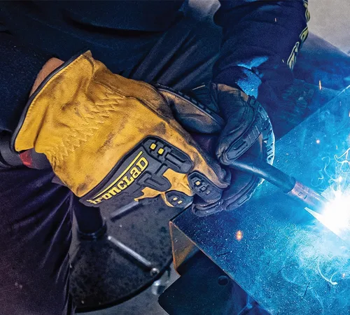 Vista 3 de Ironclad ILD-IMPC5-02-S Ultimate 360 Guantes de trabajo de cuero con protección contra impactos, Talla pequeña, Amarillo